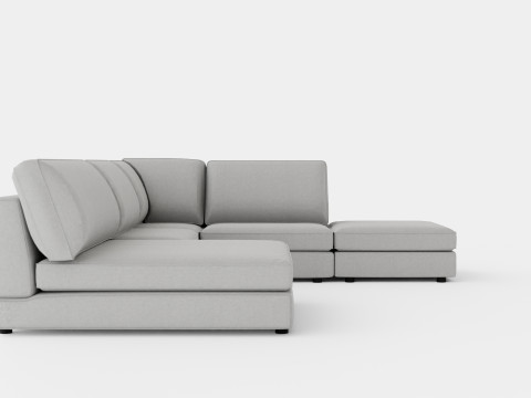 The Arken Module Corner Sofa With Divan Reversible Velvet Light Gray 3D Model