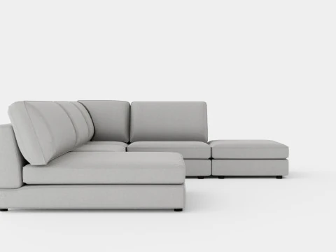 Угловой диван Arken Module с двусторонним бархатным диваном светло-серого цвета 3D Модель