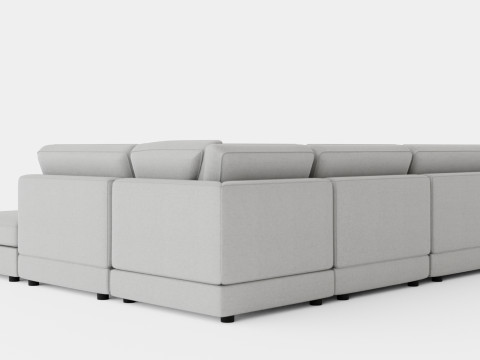 The Arken Module Corner Sofa With Divan Reversible Velvet Light Gray Model 3D