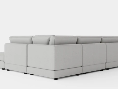 The Arken Module Corner Sofa With Divan Reversible Velvet Light Gray 3D Model