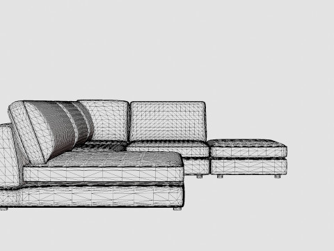 The Arken Module Corner Sofa With Divan Reversible Velvet Light Gray Model 3D