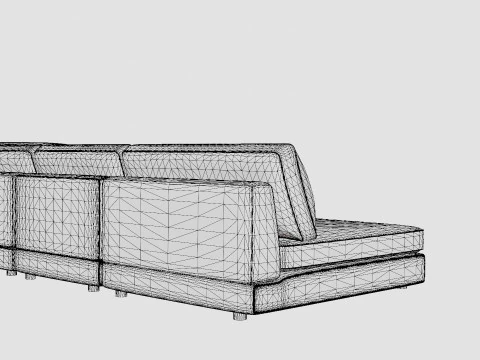 The Arken Module Corner Sofa With Divan Reversible Velvet Light Gray 3D Model