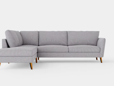 潮流沙发 3 座带躺椅左浅灰色 3D 模型