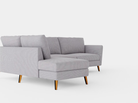 Trend Sofa 3 Seater With Chaise Lounge Left Light Gray Modelo 3D