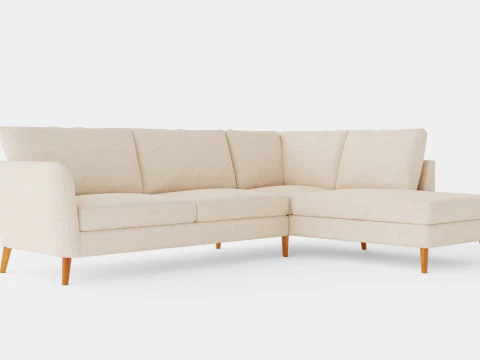 潮流沙发 3 座带躺椅 右米色 3D 模型