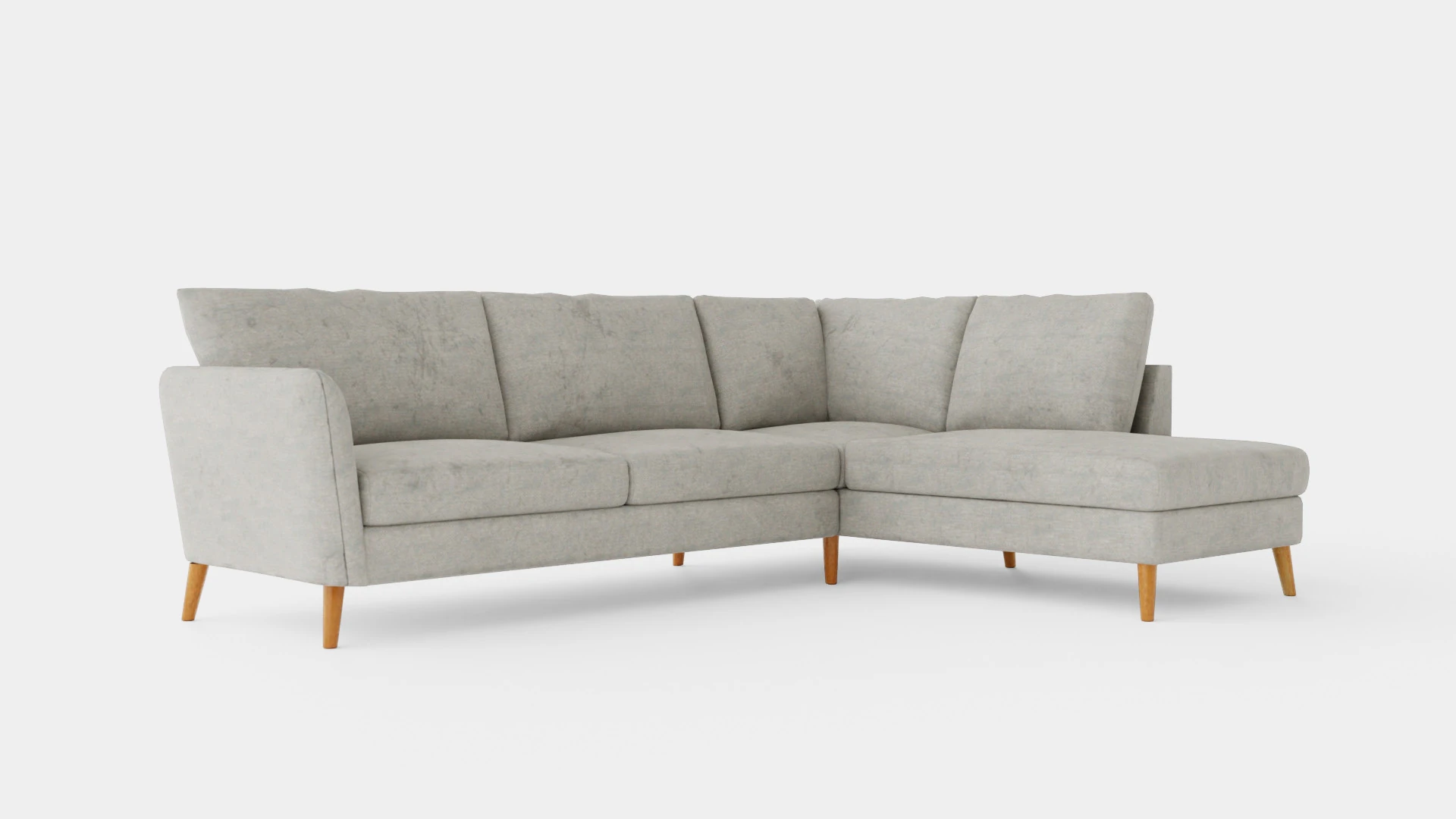 Trend Sofa 3 Seater With Chaise Lounge Right Light Gray 3D Model .c4d .max .obj .3ds .fbx .stl .blend 