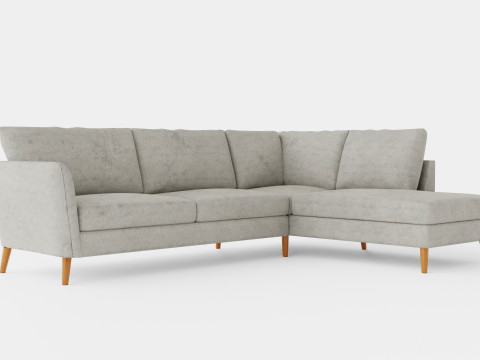 Trend Sofa 3 Seater With Chaise Lounge Right Light Gray 3D Model
