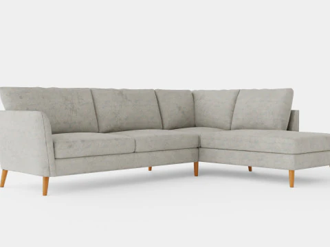 潮流沙发 3 座带躺椅右浅灰色 3D 模型