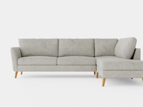 Trend Sofa 3 Seater With Chaise Lounge Right Light Gray 3D Model