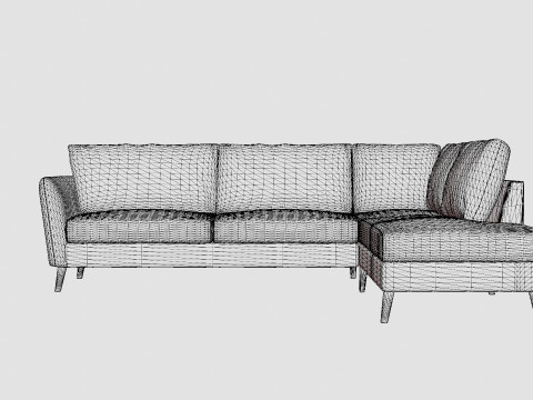 Trend Sofa 3 Seater With Chaise Lounge Right Light Gray 3D Model
