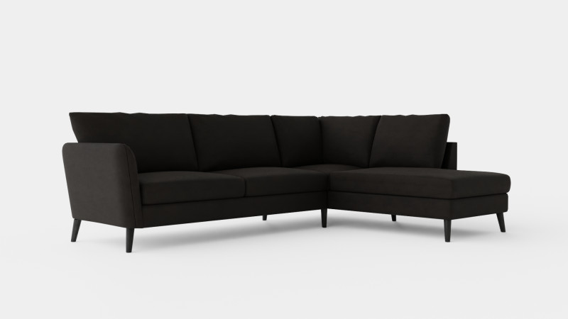 Trend Sofa 3 Seater With Chaise Lounge Right Velvet Dark Gray 3D Model .c4d .max .obj .3ds .fbx .stl .blend