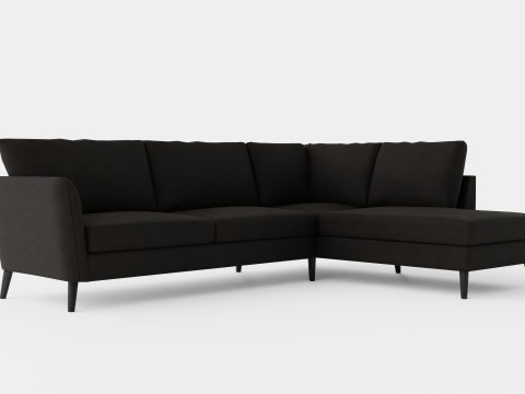 Trend Sofa 3 Seater With Chaise Lounge Right Velvet Dark Gray 3D Модель