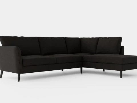 潮流沙发 3 座带躺椅右天鹅绒深灰色 3D 模型