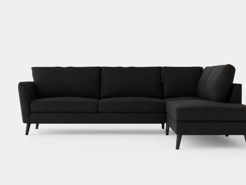 Trend Sofa 3 Seater With Chaise Lounge Right Velvet Dark Gray 3D Model