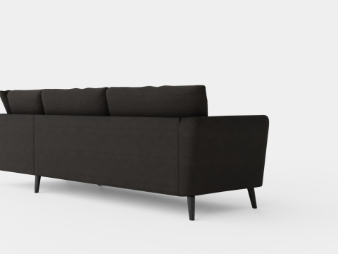 Trend Sofa 3 Seater With Chaise Lounge Right Velvet Dark Gray 3D Model