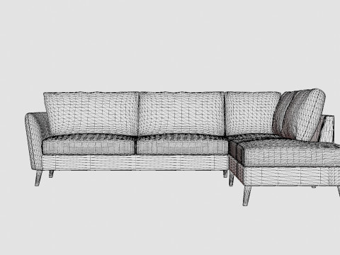 Trend Sofa 3 Seater With Chaise Lounge Right Velvet Dark Gray 3D Model