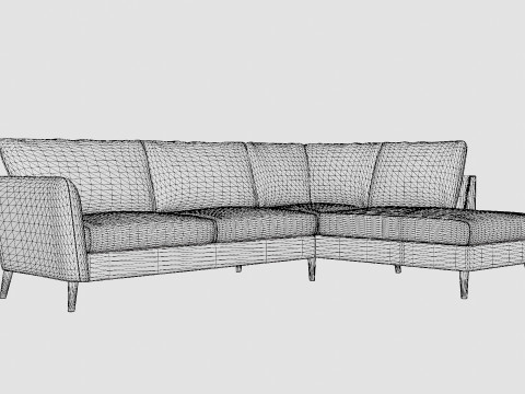 Trend Sofa 3 Seater With Chaise Lounge Right Velvet Dark Gray 3D Model