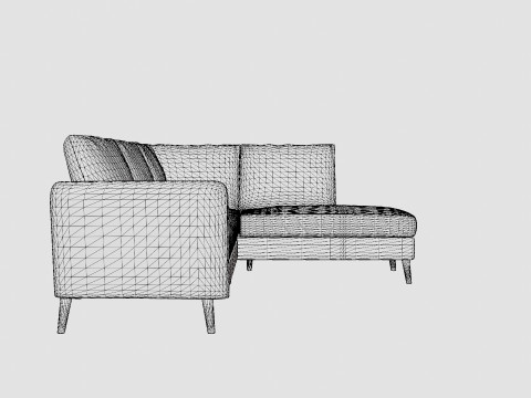 Trend Sofa 3 Seater With Chaise Lounge Right Velvet Dark Gray 3D Model