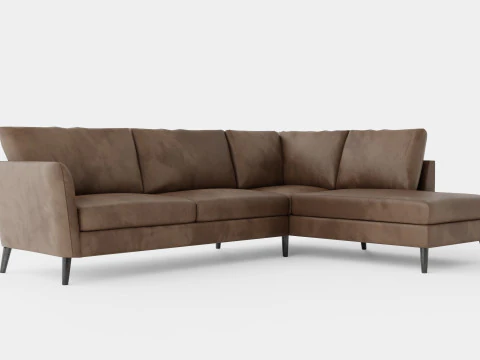 Trend Sofa 3-osobowa z szezlongiem, prawa aksamitna kretka Model 3D