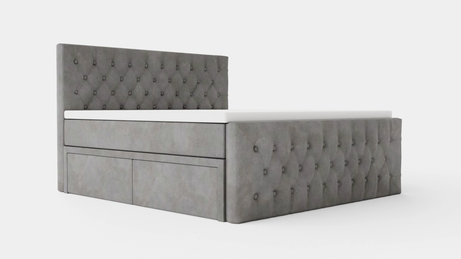 Velluto Complete Storage Bed With Footboard Gray 3D Model .c4d .max .obj .3ds .fbx .stl .blend 