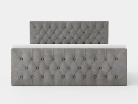 Velluto Complete Storage Bed With Footboard Gray 3D Model