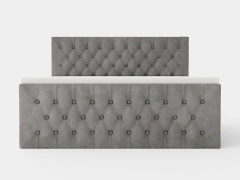 Velluto Complete Storage Bed With Footboard Gray 3D Model