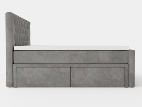 Velluto Complete Storage Bed With Footboard Gray 3D Model