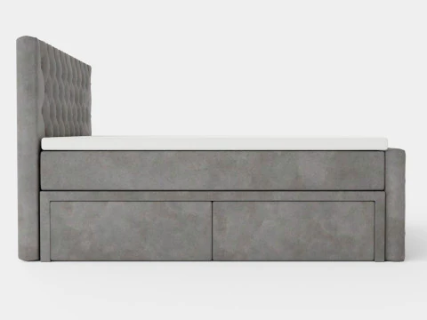 Velluto Complete Storage Bed With Footboard Gray 3D Model