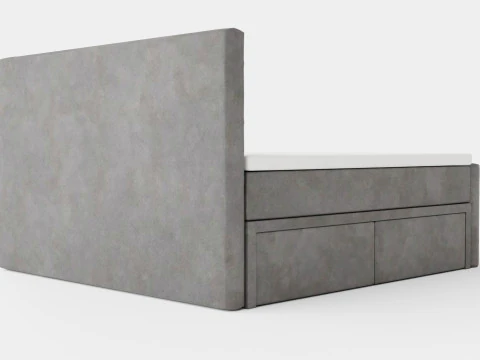 Velluto Complete Storage Bed With Footboard Gray 3D Model