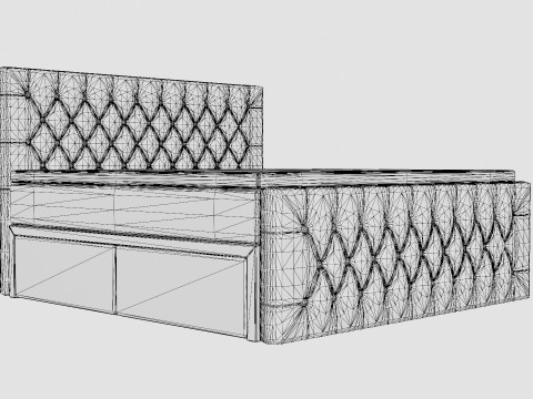 Velluto Complete Storage Bed With Footboard Gray 3D Model