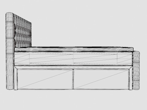 Velluto Complete Storage Bed With Footboard Gray 3D Model