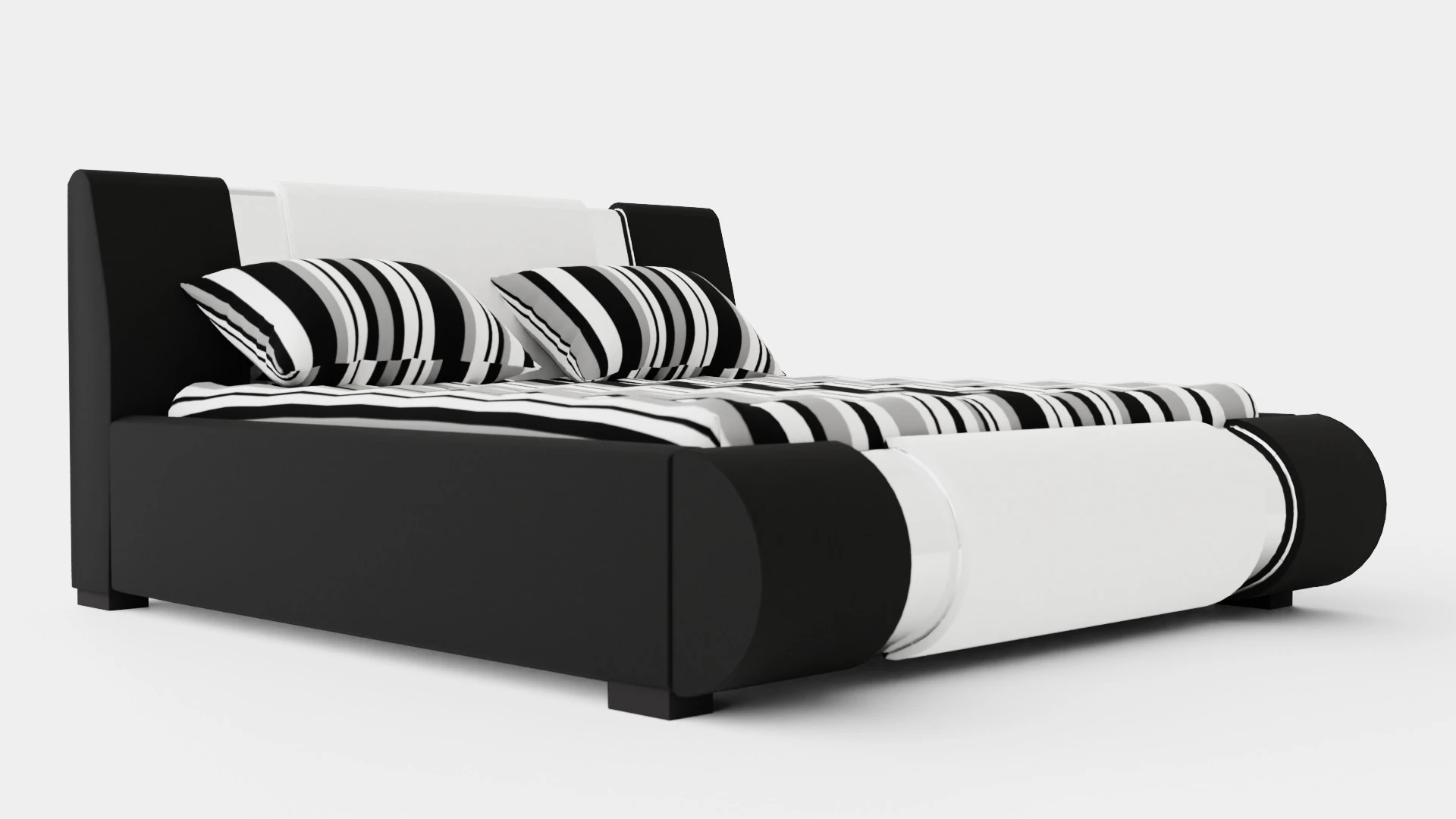 Verona Bed Frame With Storage White Black Metal 3D Model .c4d .max .obj .3ds .fbx .stl .blend