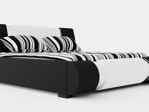 Verona Bed Frame With Storage White Black Metal 3Dモデル