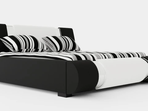 ヴェローナ ベッドフレーム 収納付き ホワイト ブラック メタル 3Dモデル