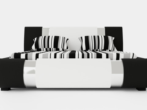 Verona Bed Frame With Storage White Black Metal Model 3D
