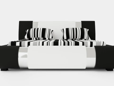 Verona Bed Frame With Storage White Black Metal 3D Model