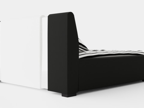 Verona Bed Frame With Storage White Black Metal Model 3D