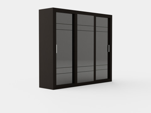 Vesper Wardrobe 3 Sliding Doors Black Modèle 3D