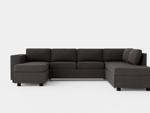 Washington U Bed Sofa Right Black 3D Model