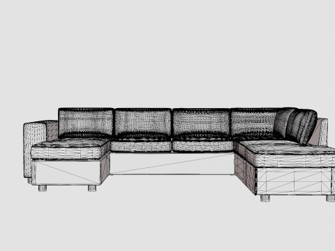 Washington U Bed Sofa Right Black 3D 모델