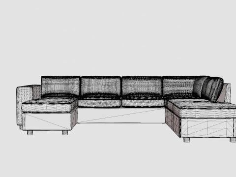 Washington U Bed Sofa Right Black 3D Model