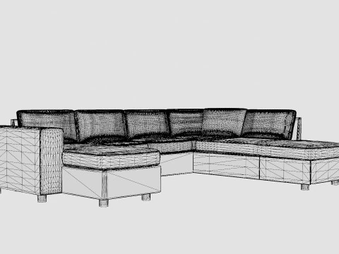 Washington U Bed Sofa Right Black 3D Model