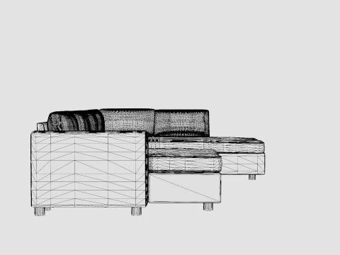 Washington U Bed Sofa Right Black 3D Model