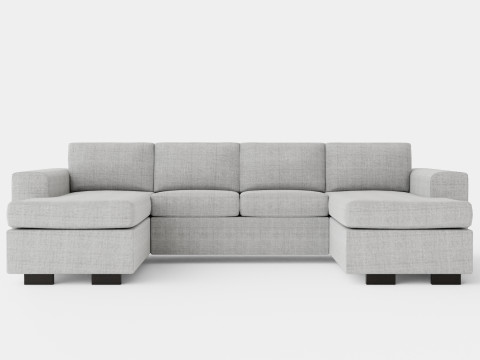 Webster U Sofa With Double Divan Light Gray 3D Model