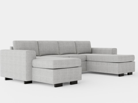 Webster U Sofa With Double Divan Light Gray 3D मॉडल
