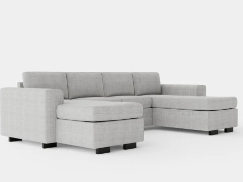 Webster U Sofa With Double Divan Light Gray 3D Model
