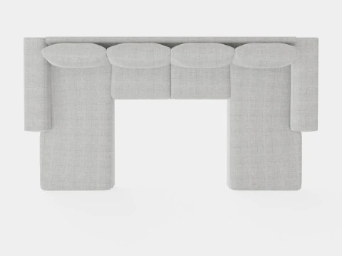 Webster U Sofa With Double Divan Light Gray 3D Model