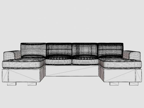Webster U Sofa With Double Divan Light Gray 3D Model