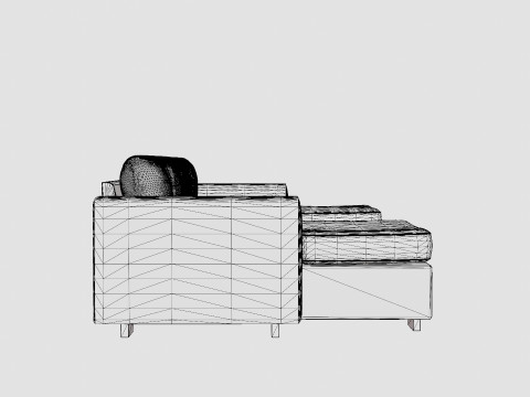 Webster U Sofa With Double Divan Light Gray 3D मॉडल