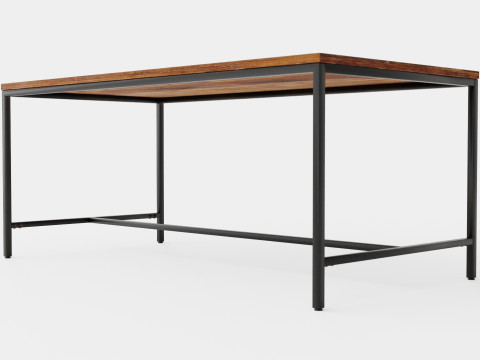 Wilmer Dining Table Wood Black 3D 모델
